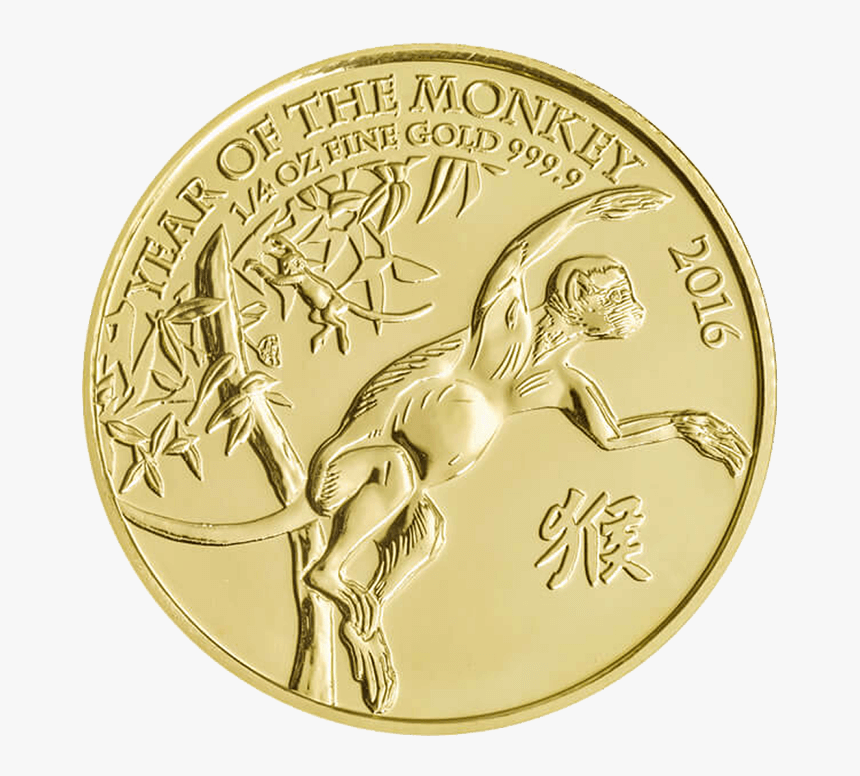 Lunar 2016 Year Of The Monkey 1/4 Oz Gold Coin 
 Src - Coin Gold 2016 Year Of Monkey, HD Png Download