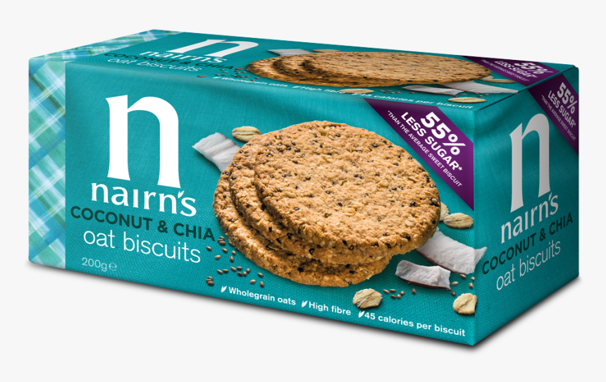 Coconut & Chia Oat Biscuits - Nairns Coconut And Chia, HD Png Download