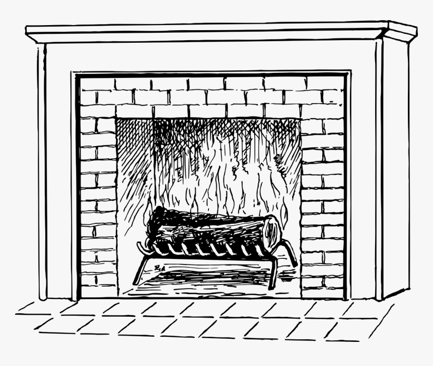 Fireplace Clipart Black And White, HD Png Download