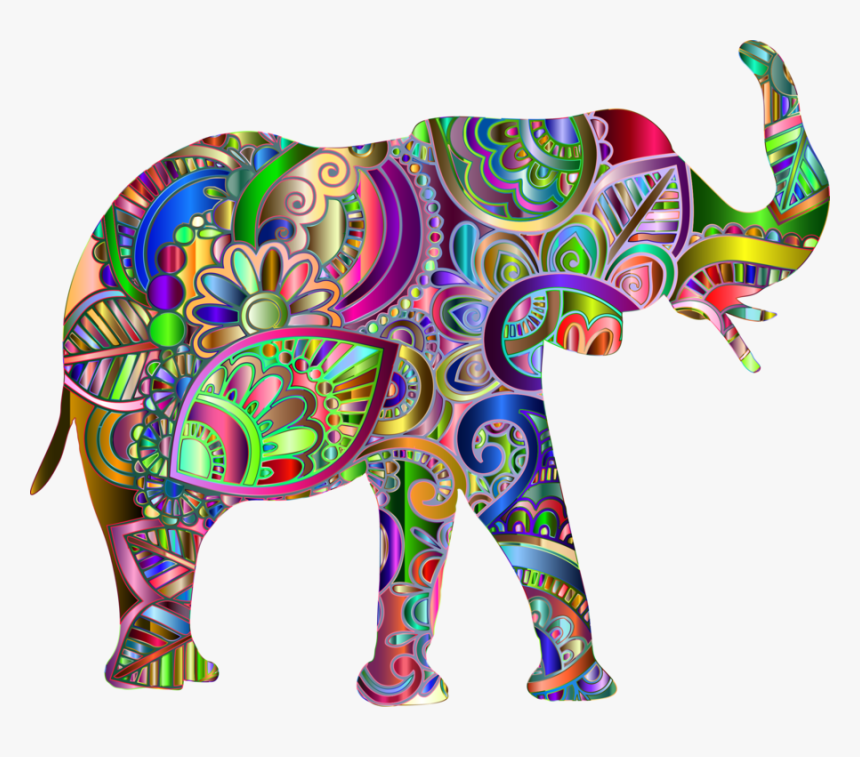 Visual Arts,wildlife,art - Colorful Elephant, HD Png Download