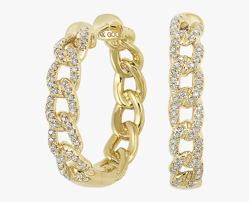 Sami Fine Jewelry Gold Chain Style Hoops - Bangle, HD Png Download