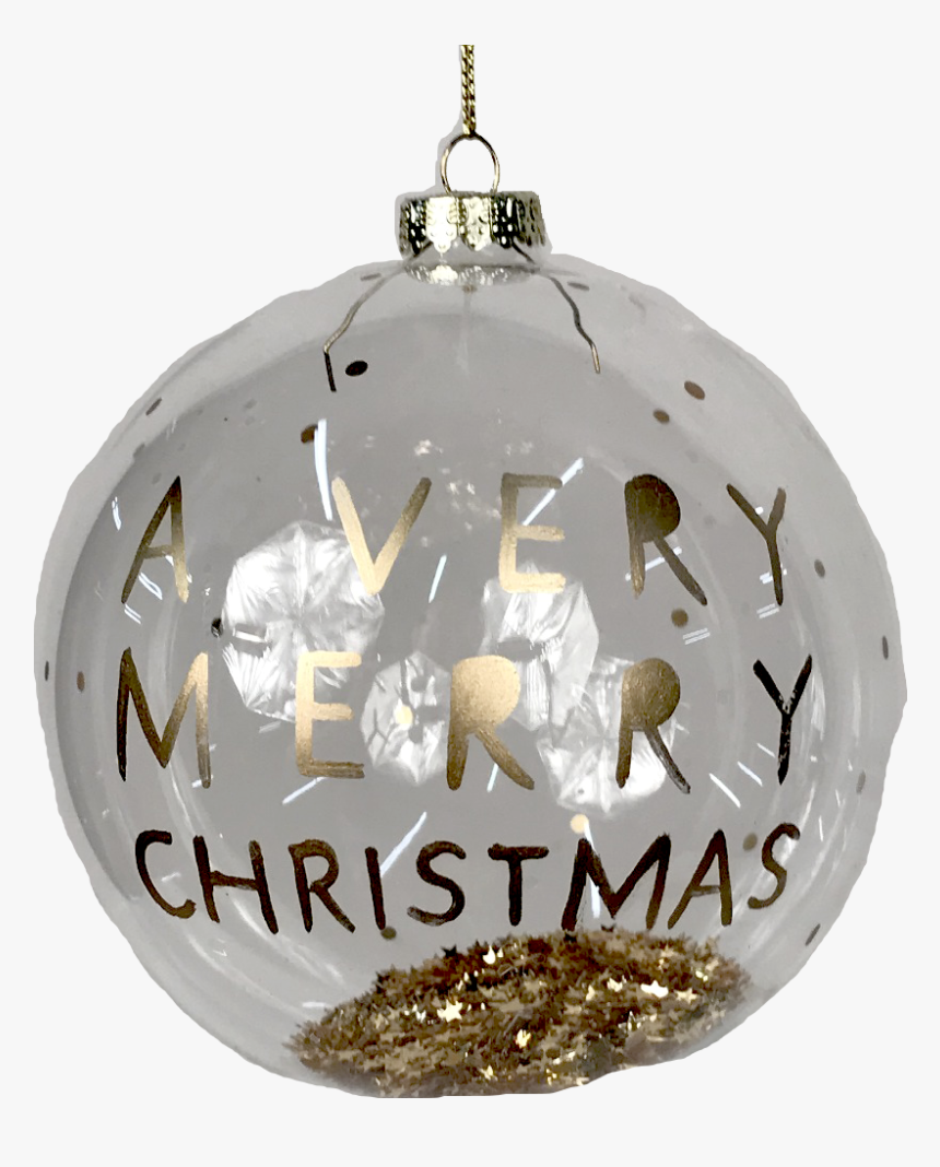 Glass Merry Christmas Ornament With Gold Flakes - Christmas Ornament, HD Png Download