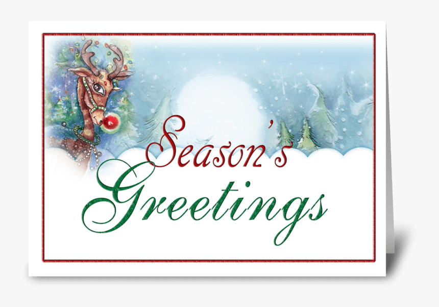 Season S Greetings Reindeer Greeting Card - Christmas Card, HD Png Download