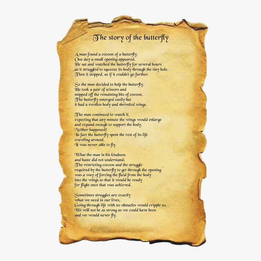 The Story Of The Butterfly - Old Paper, HD Png Download