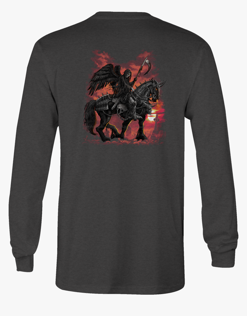 American Long Sleeve Tshirt Skeleton Warrior Shirt - Shirts Peach Fall Casual Men, HD Png Download