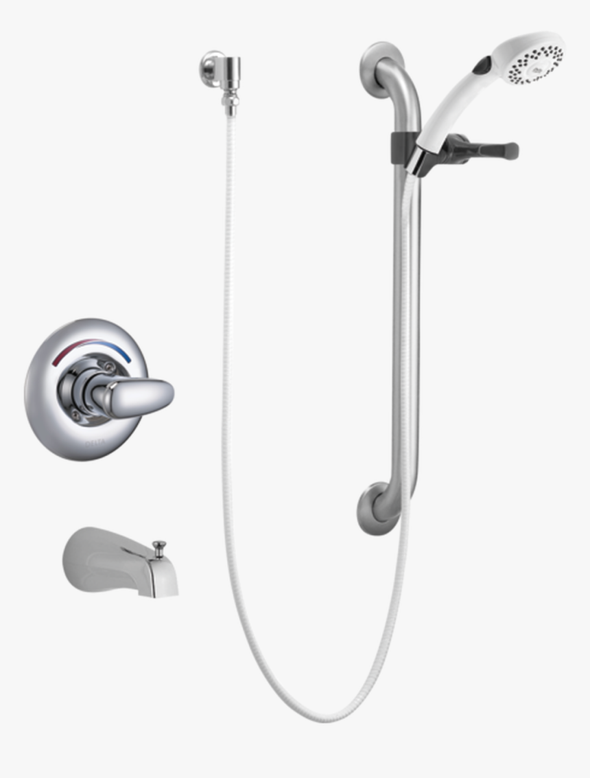 Delta T13h252 Universal Tub Trim, Hand Shower And Grab - Wall Mount Hand Held Shower Head, HD Png Download