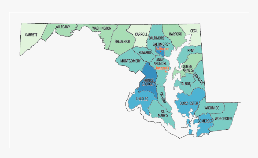 Black Or African American Persons, Percent, - Map Of Maryland Counties, HD Png Download
