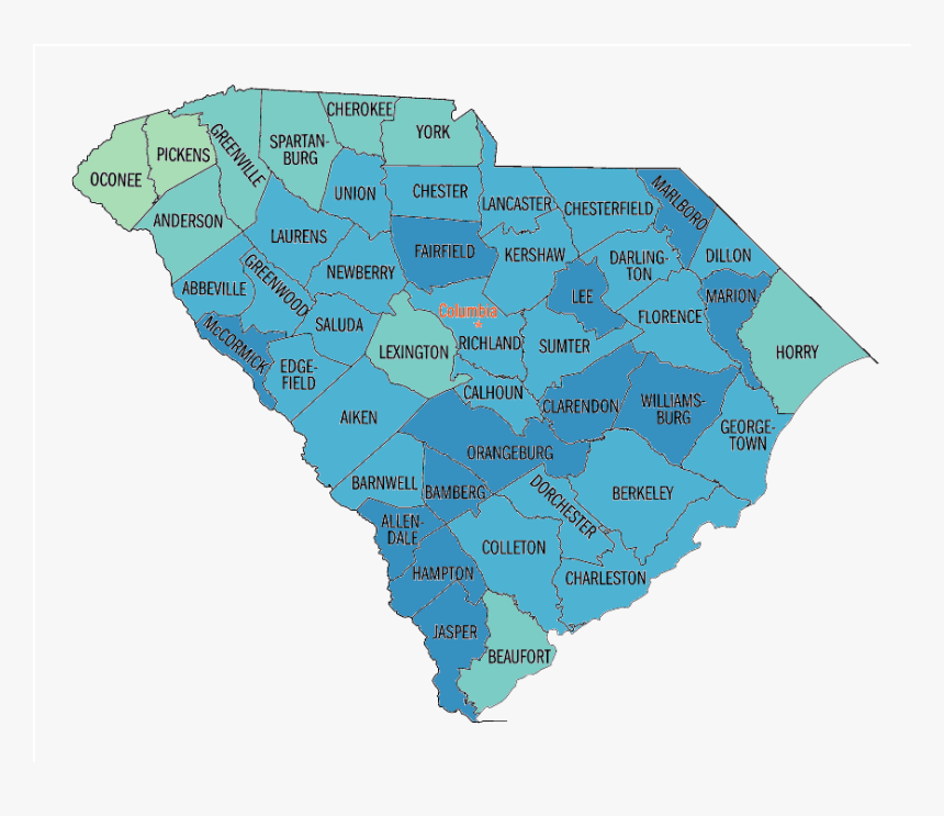 Black Or African American Persons, Percent, - African Americans In South Carolina Map, HD Png Download