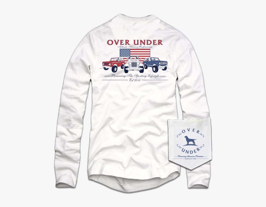 L/s Authentic Americana T-shirt White - Over Under Clothing Duck Shirt, HD Png Download