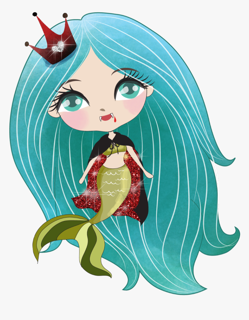 #kawaii #cute #halloween #sirena #mermaid #vampiro - Illustration, HD Png Download