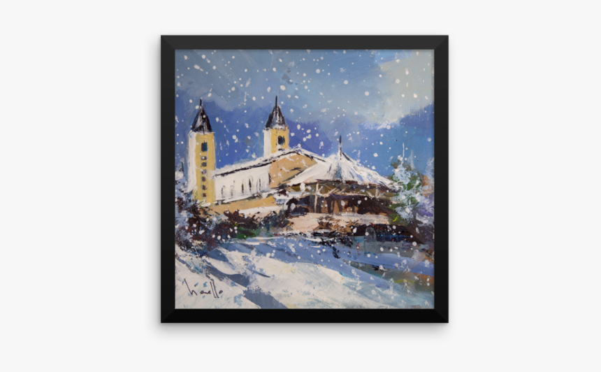 Framed Snowy Medjugorje Scene Poster - Medjugorje Christmas Cards, HD Png Download
