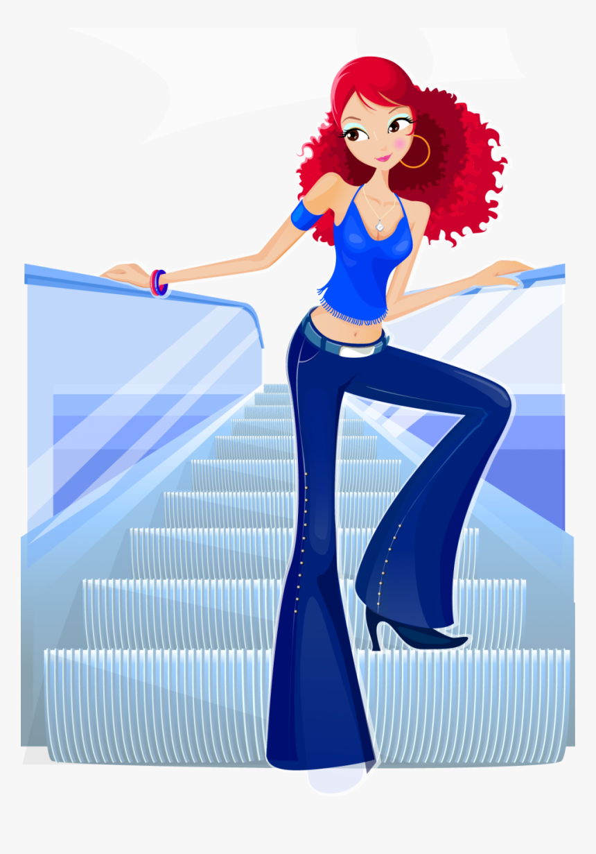 Girl On Escalator Png Image - Fashion, Transparent Png