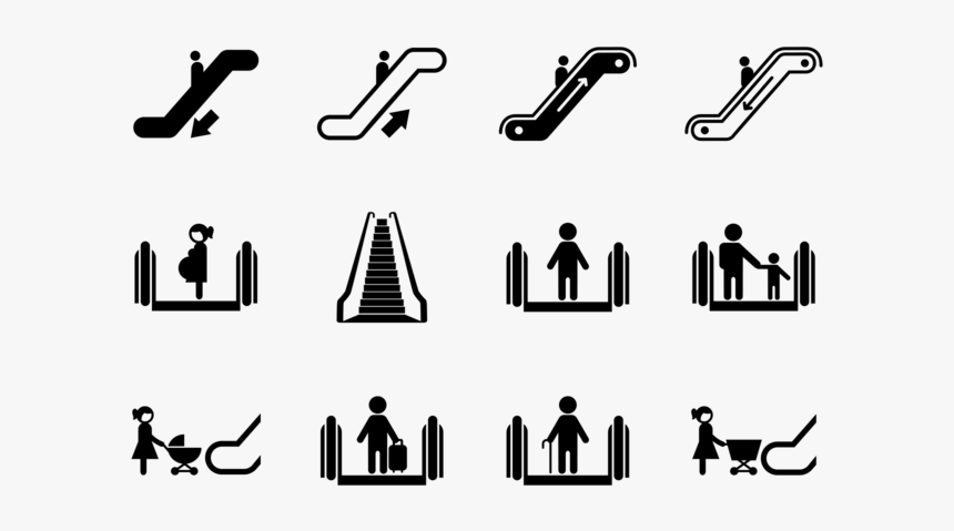 Escalator Icons Vector - Escalator Safety Instruction Icons, HD Png Download