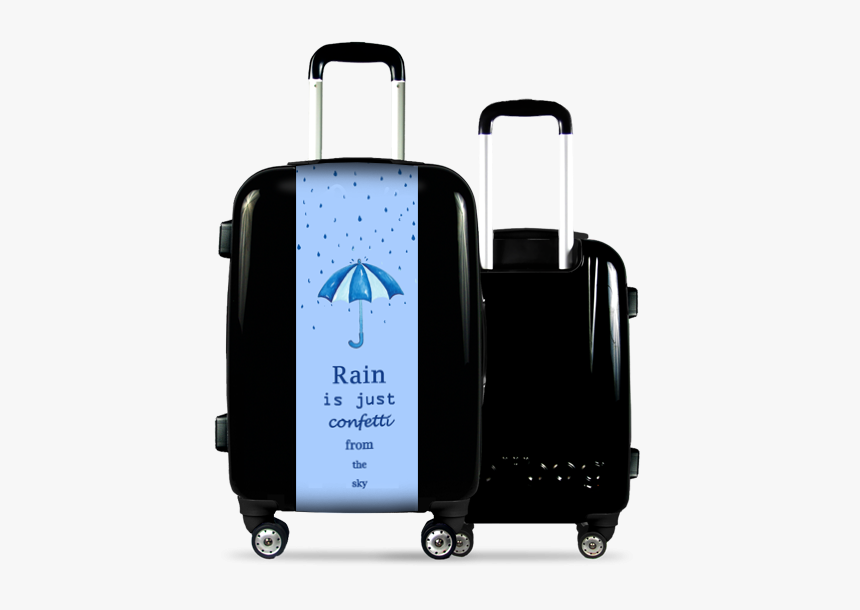 Black Suitcase Rain And Confetti - Suitcase, HD Png Download