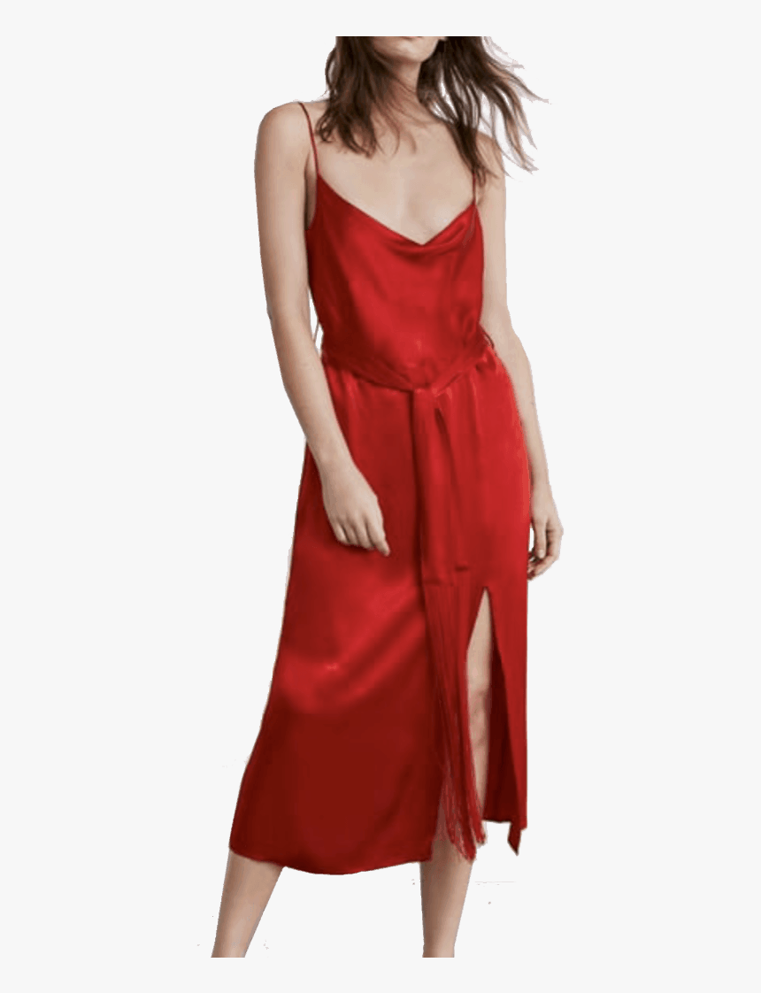 Designer Red Dance Dress - Red Satin Cowl Dress, HD Png Download