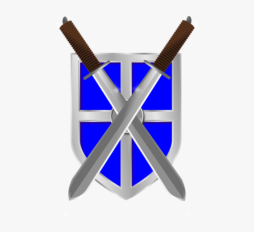 Swords, Shield, Crossed, Blue, Weapons, Medieval, Armor - Ancient Rome Sword And Shield, HD Png Download
