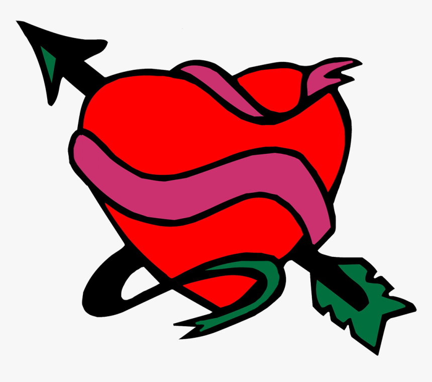 Heart With Ribbon And Arrow Png - Heart With A Bow And Arrow, Transparent Png