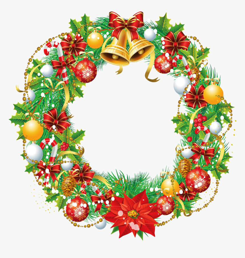 Christmas Wreath Cartoon Santa Claus Stock Illustration - Round Christmas Wreath Png, Transparent Png