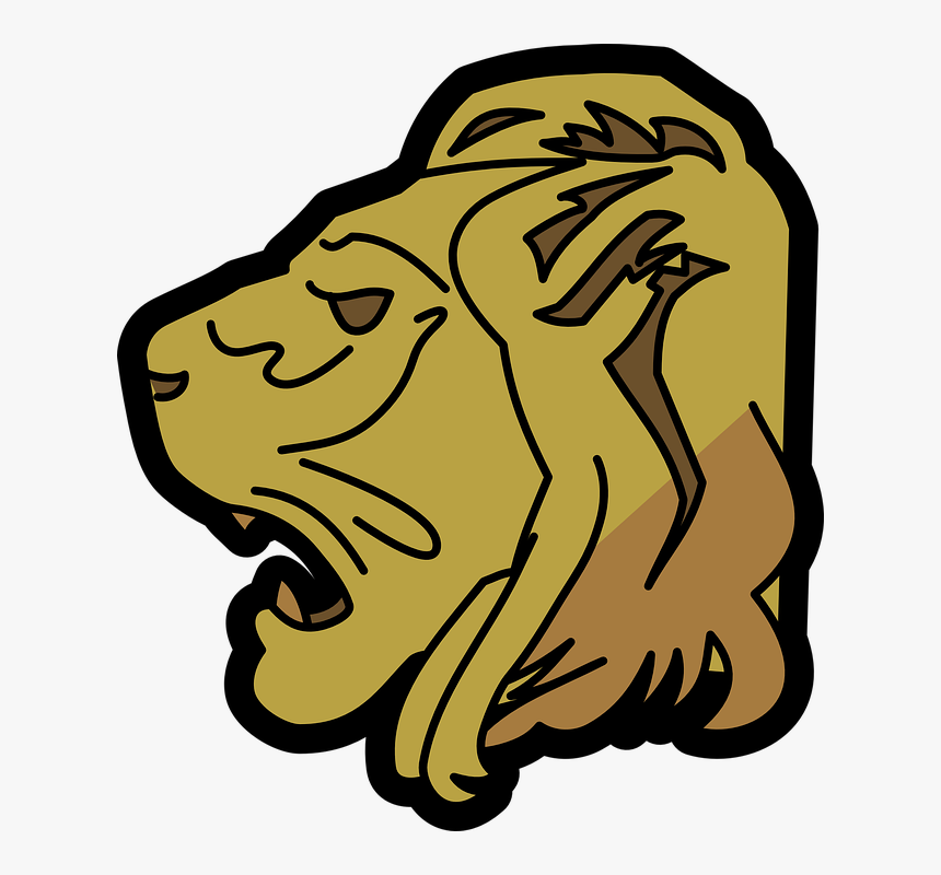 Lion, Head, Face, Portrait, Brown, Yellow, Animal - Lion Head Clip Art, HD Png Download