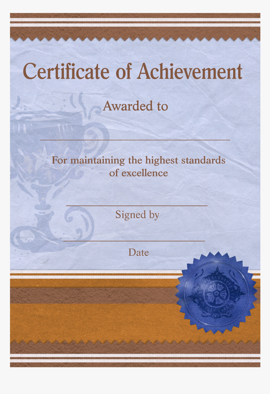 Certificate Of Achievement Template Png Image - Transparency, Transparent Png