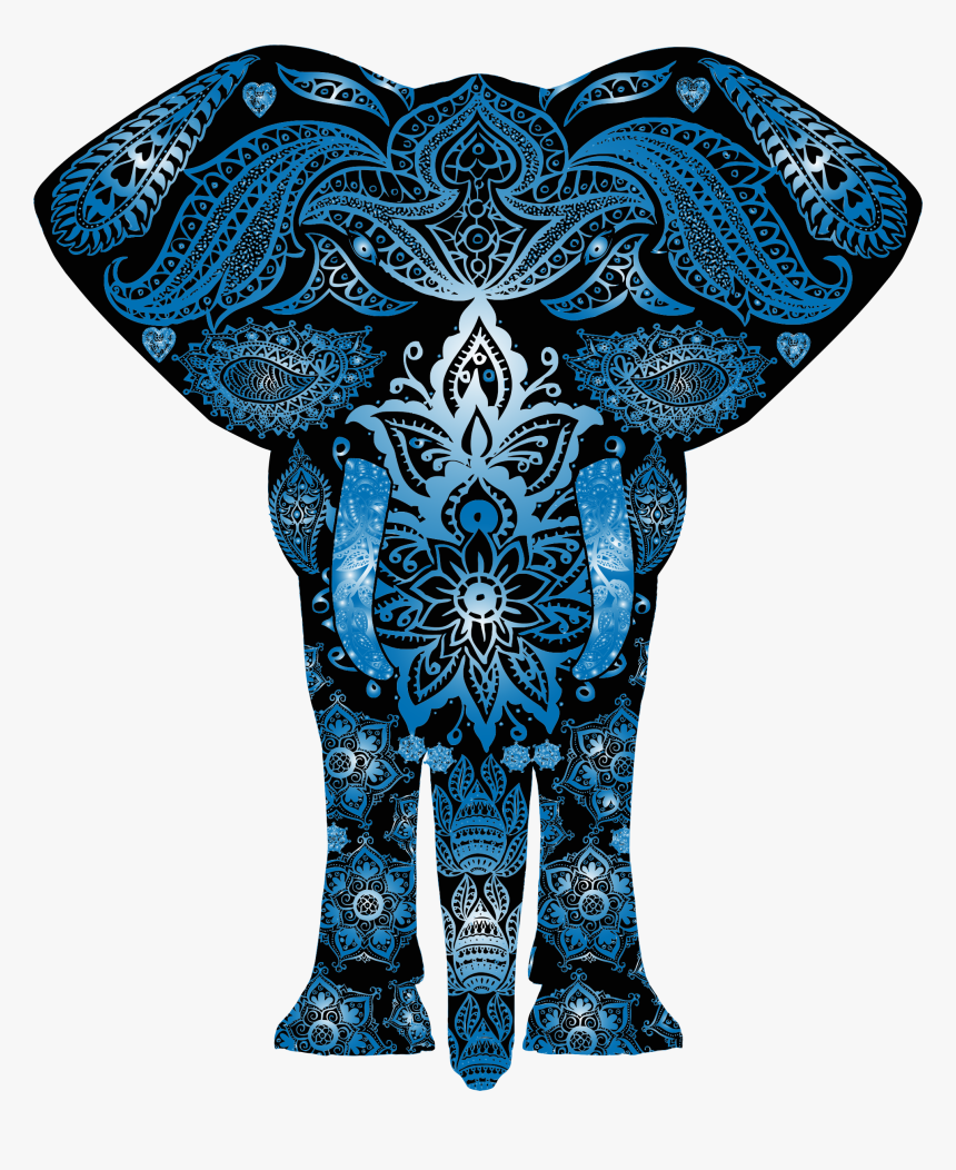 Blue Floral Pattern Elephant Clip Arts - Blue Indian Elephant Pattern ...