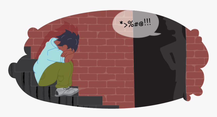Upset Kid Crying On Stairs While Adult Swears At Them - Physical Abuse Child Abuse, HD Png Download