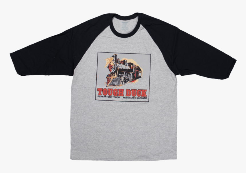 Tough Duck Locomotive Throwback Baseball T-shirt Black - Active Shirt, HD Png Download