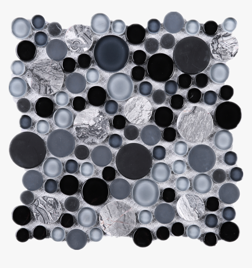 Multile-fusion Blue Bubble Glass And Marble Mosaic - Glass Tile Bubble Black, HD Png Download