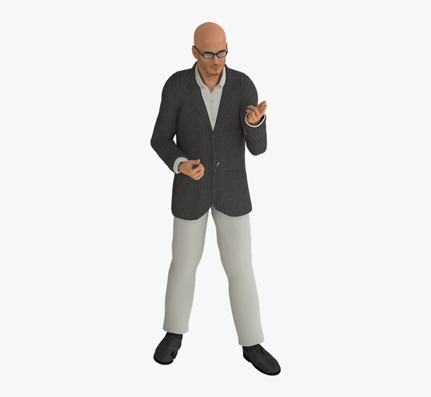 Modern Bald Man Wearing Glasses - White Bald Man Png, Transparent Png