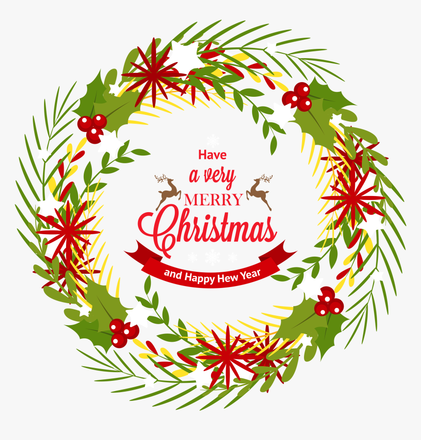 Christmas Wreath With Mistletoe Png Clipart - Christmas Round Flower Png, Transparent Png
