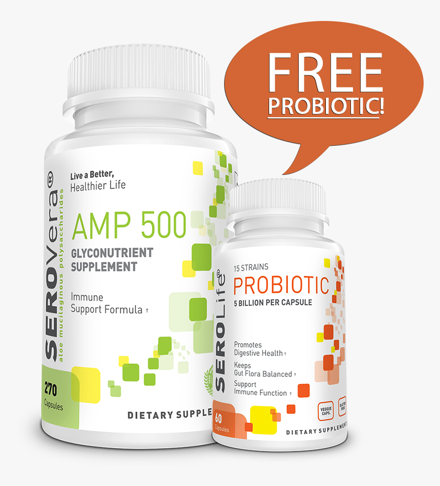 Serovera® Amp 500 With Free Serolife Probiotic - Amp Probiotic, HD Png Download