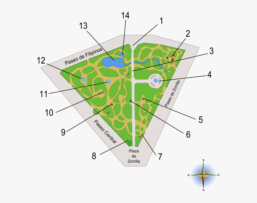 Mapa Del Parque Del Campo Grande - Mapa Campo Grande Valladolid, HD Png Download