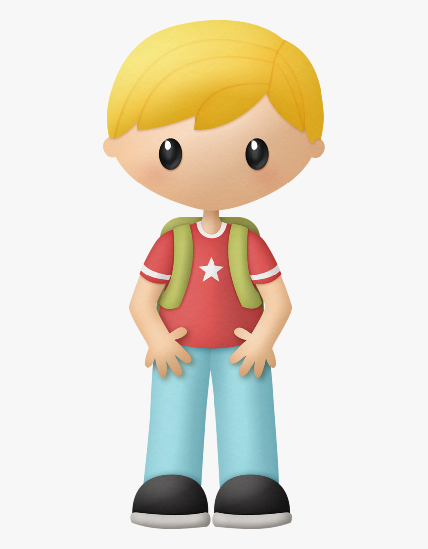 Blond Boy With Backpack Clip Art - Blond Boy Clip Art, HD Png Download