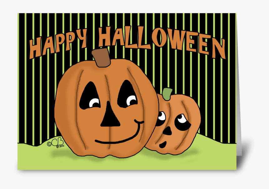 Scaredy Jack O Lantern Happy Halloween Greeting Card - Jack-o'-lantern, HD Png Download