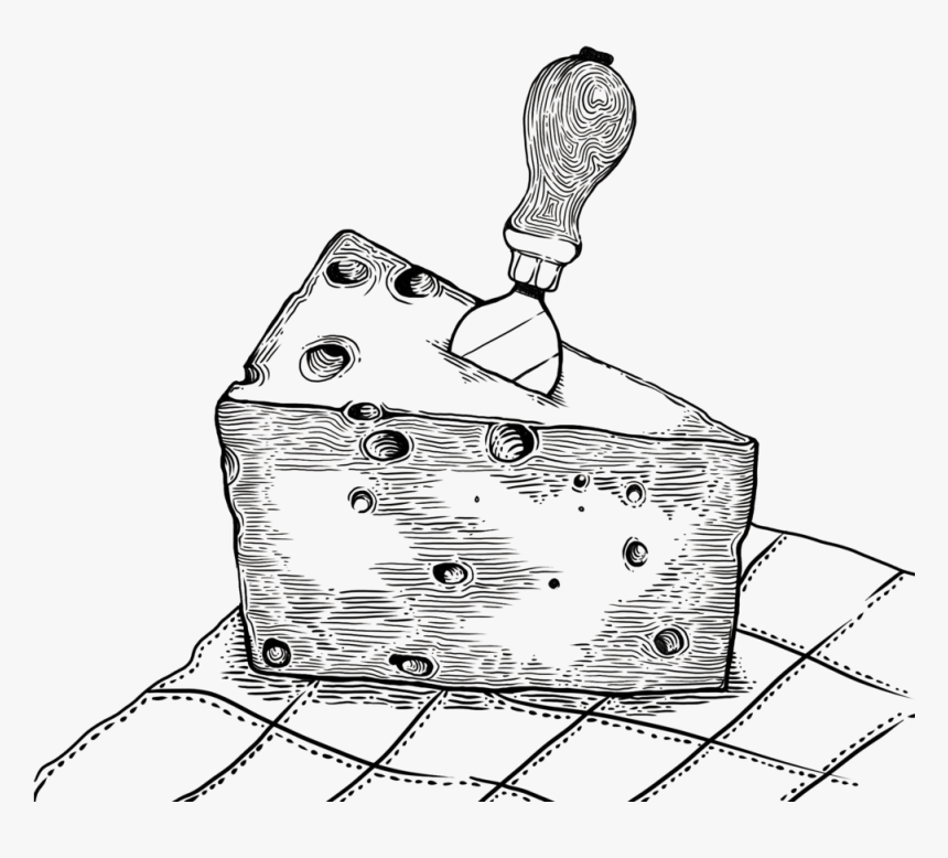 Cheese - Cheese Pen And Ink Drawing, HD Png Download