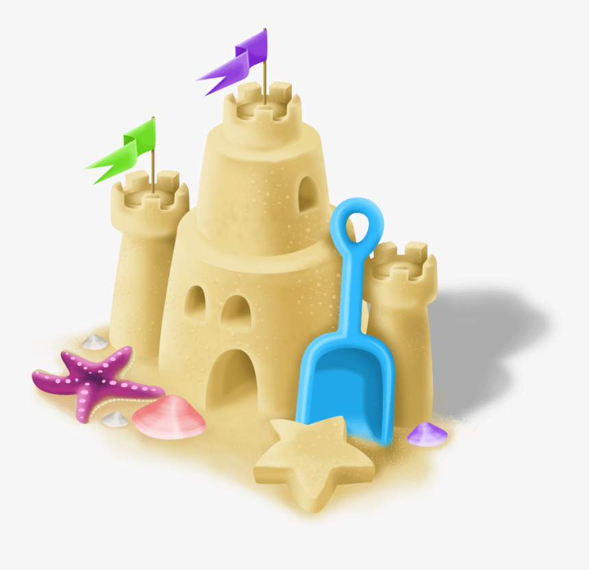 Sand Castle With Blue Spade - Transparent Sand Castle Png, Png Download