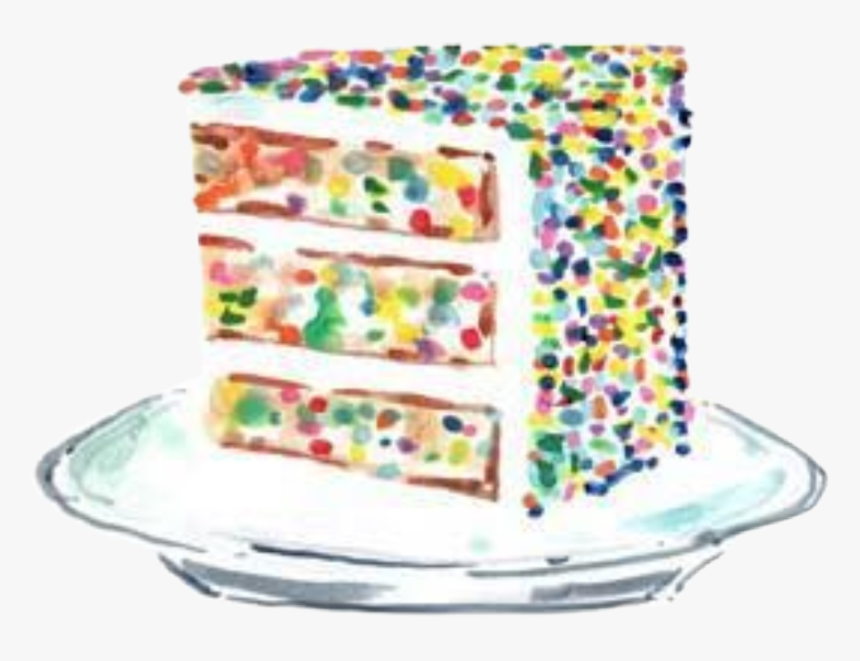#watercolor #cake #slice #birthday #confetti #sprinkles, HD Png Download