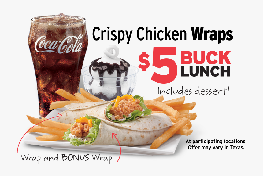 Crispy Chicken Wraps $5 Buck Lunch - Coca-cola, HD Png Download
