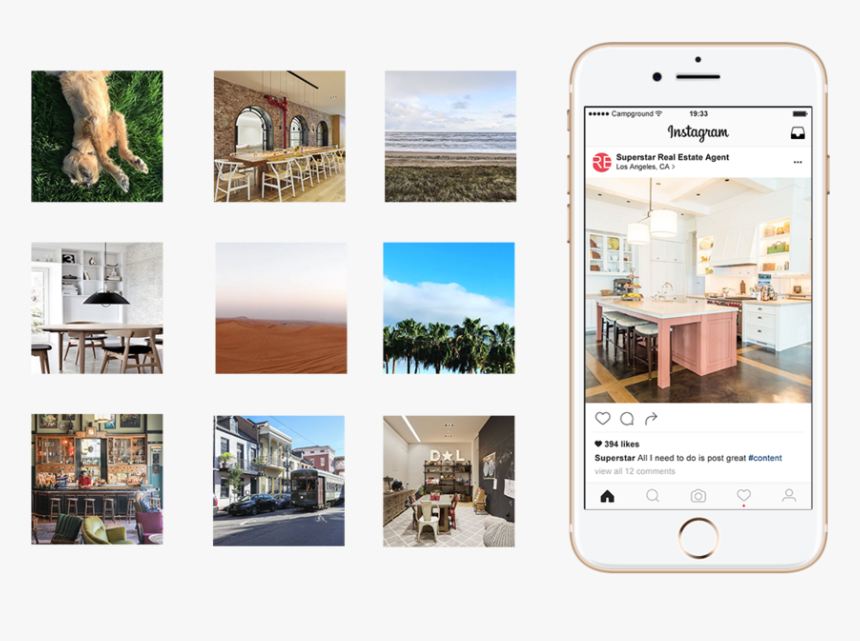Phone Mockup Noshadow - 4 Post Instagram Mockup, HD Png Download