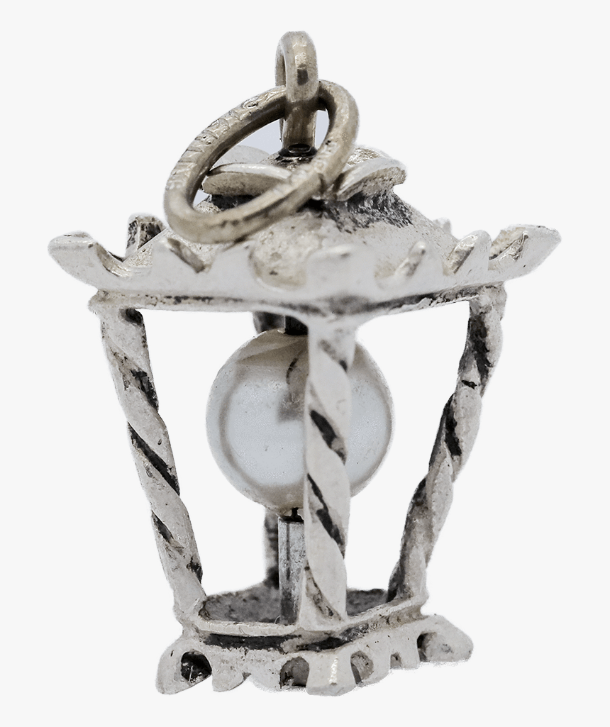 Vintage Sterling Silver Street Lamp With Pearl Charm - Silver, HD Png Download