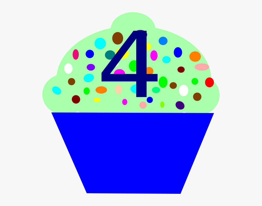 Cupcake 4 Svg Clip Arts - Cupcake Clipart With Number 4, HD Png Download