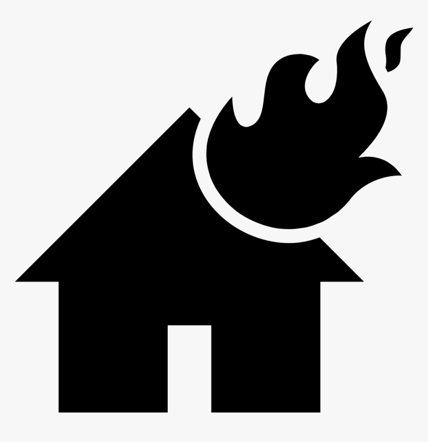 Flames On A Burning House - Building On Fire Silhouette, HD Png Download