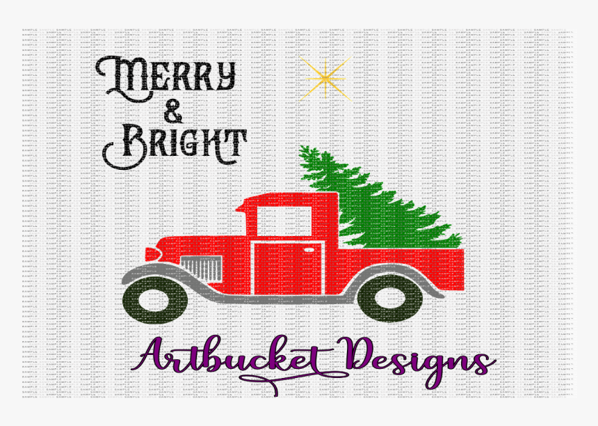 Merry & Bright Christmas Truck Cutfile - Cross-stitch, HD Png Download