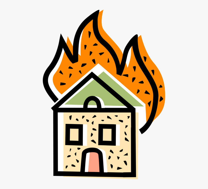 Vector Illustration Of Burning Family Home Residence, HD Png Download