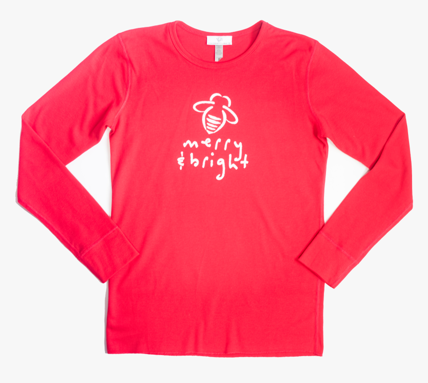 Holiday Red Thermal Bee Merry & Bright , Png Download - Long-sleeved T-shirt, Transparent Png