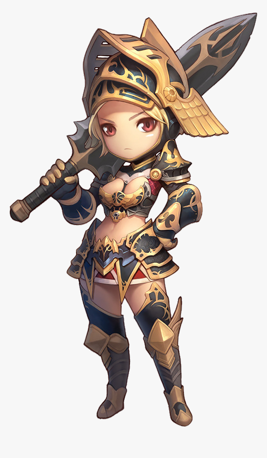 Vector Black And White Atlantica Online Chibi Concept - Chibi Warrior Png, Transparent Png