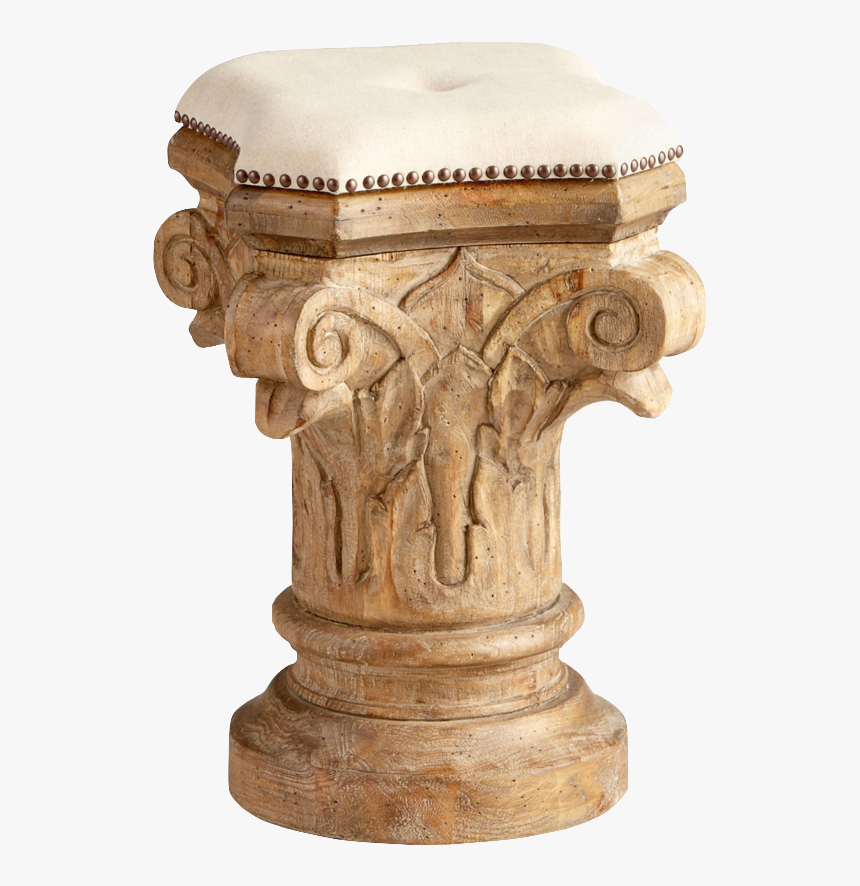 Carved Column Stool - Limed Gracewood, HD Png Download