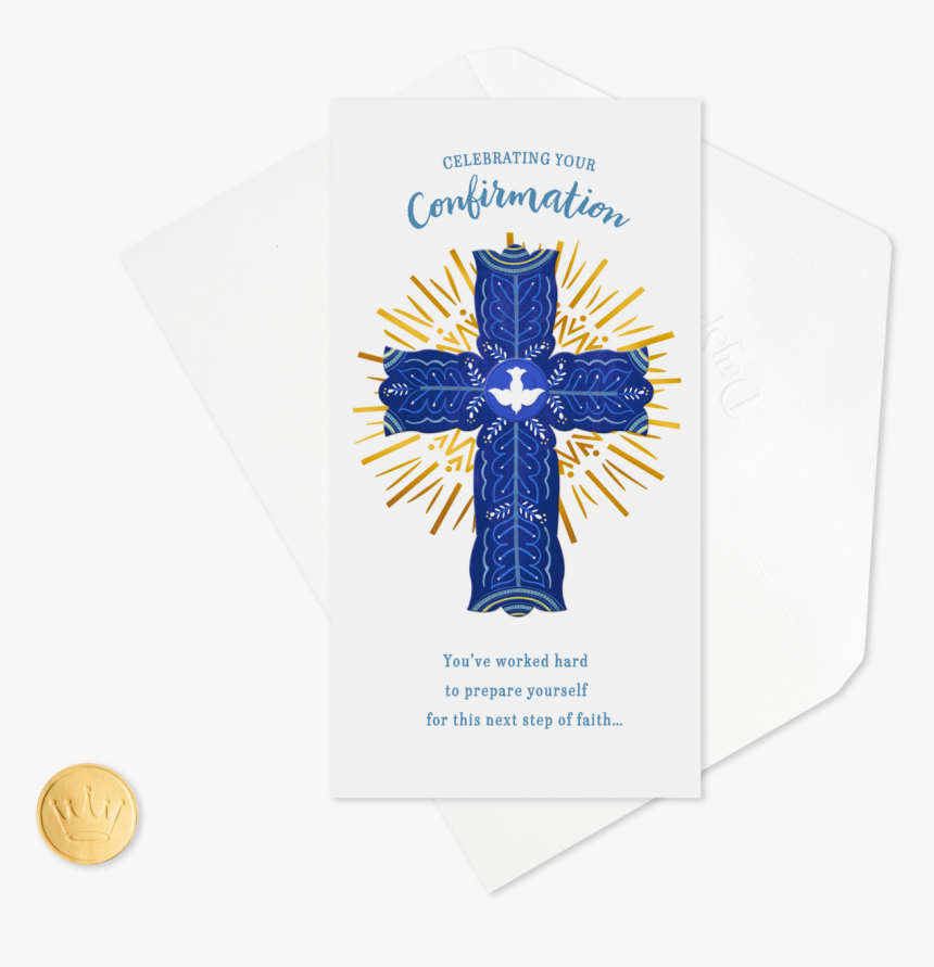 Blue Cross With Dove Confirmation Money Holder Card - Cross, HD Png Download