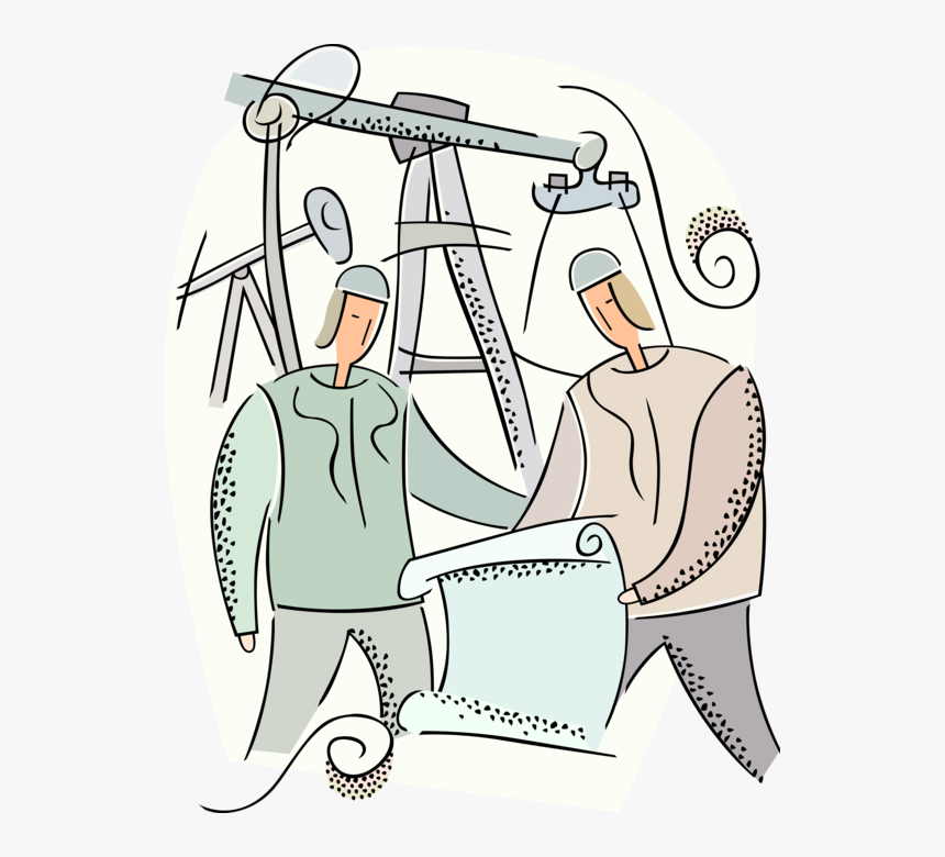 Vector Illustration Of Oil Worker Engineers With Oil - Cartoon, HD Png Download