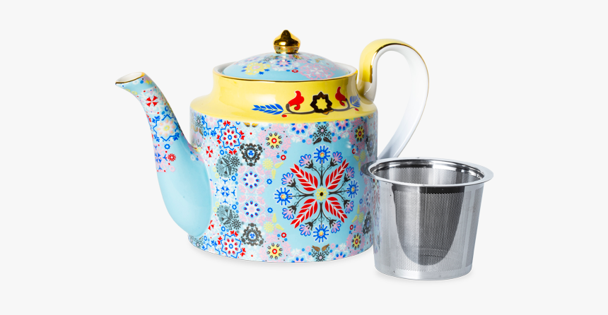 Portuguese Tiles Teapot Tall Baby Blue - Colourful Tea Pots Png, Transparent Png